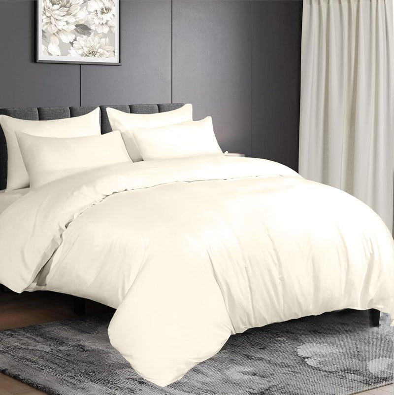 Siesta Zen مجموعة أغطية لحاف سييستا زين بريميوم 100% قطن مصري - مزدوج 210x210 سم مع 2 غطاء وسادة - كريمي - Image 1